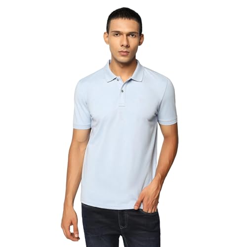 Blackberry men's slim fit light blue polo t-shirt, short sleeve, solid color, casual men's upper wear.