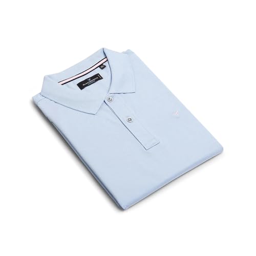 Blackberry men's slim fit light blue polo T-shirt, long sleeve, solid color, casual upper wear for men.