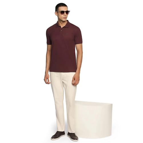 blackberrys Men's Slim Fit Solid Wine Casual T Shirts