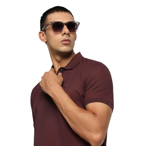 blackberrys Men's Slim Fit Solid Wine Casual T Shirts