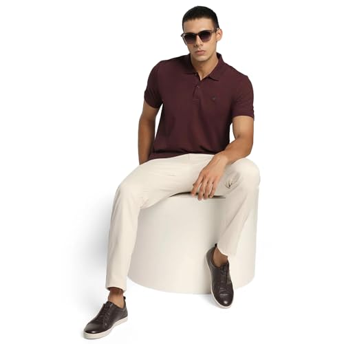 blackberrys Men's Slim Fit Solid Wine Casual T Shirts