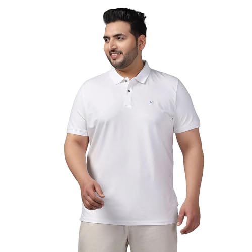Blackberry men's slim fit solid white polo t-shirt, long-sleeve, casual upper wear, laid flat showing front view.