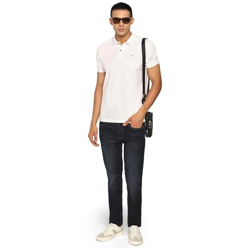 Blackberry men's slim fit solid white polo t-shirt with long sleeves, casual upper wear for men