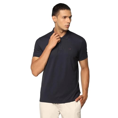 blackberrys Men's Slim Fit Solid Navy Regular T-Shirt