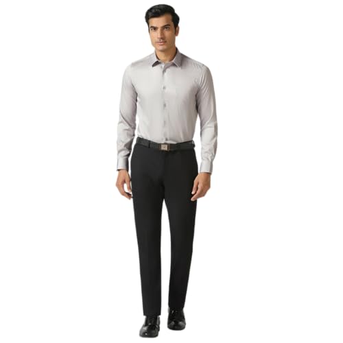Blackberry men's aqua non-iron slim fit shirt with full sleeves and smooth finish, ideal for office and casual wear.