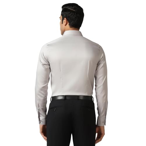 Blackberry men's aqua slim fit shirt with full sleeves, smooth finish, and structured design for office and casual wear.