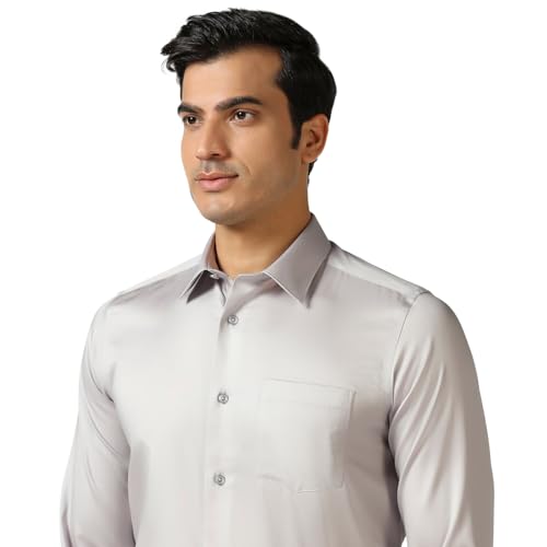 Blackberry men's aqua slim fit shirt with full sleeves, smooth finish, and structured design for office and casual wear.