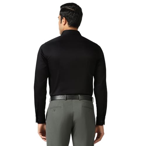 Blackberry men's formal shirt in sailor jet black, displayed flat with collar and buttons, tailored for a sleek professional look.