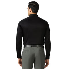 Blackberry men's formal shirt in sailor jet black, displayed flat with collar and buttons, tailored for a sleek professional look.