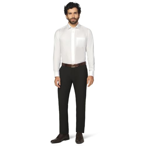 Blackberry Men’s Super White India Slim Fit Formal Shirt with full sleeves, streamlined tailoring, and versatile style, size 40.