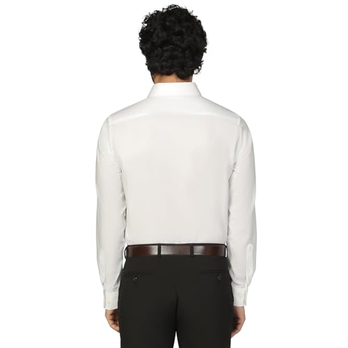Blackberry Men super white slim fit formal shirt with full sleeves, tailored fit, ideal for everyday professional or formal wear.