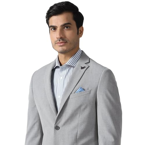 blackberrys Men's Slim Fit Solid Grey Formal Suit