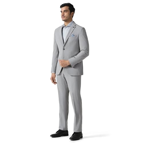 blackberrys Men's Slim Fit Solid Grey Formal Suit