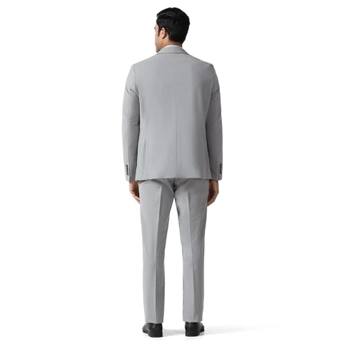 blackberrys Men's Slim Fit Solid Grey Formal Suit