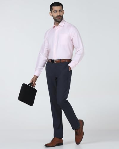 Blackberrys Men's Beige Polyester Blend Mini-Checks Slim Fit Formal Trousers