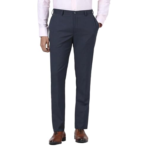 Blackberrys Men's Beige Polyester Blend Mini-Checks Slim Fit Formal Trousers