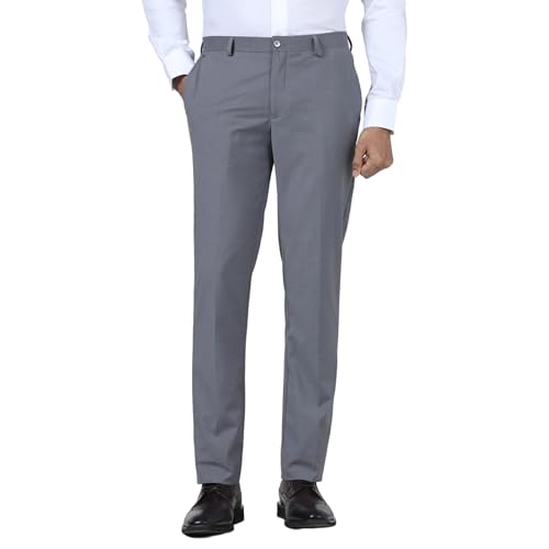 Blackberrys Men's Beige Polyester Blend Mini-Checks Slim Fit Formal Trousers