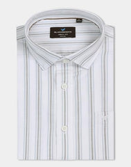 Blackberrys Men's Cotton Vertical-Stripes White Slim-Fit Shirts