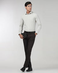 Blackberrys Men's Dk Brown Polyester Blend Solid Slim Fit Formal Trousers