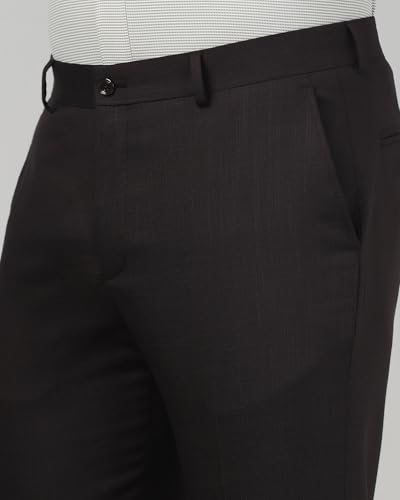 Blackberrys Men's Dk Brown Polyester Blend Solid Slim Fit Formal Trousers