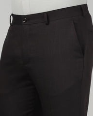 Blackberrys Men's Dk Brown Polyester Blend Solid Slim Fit Formal Trousers