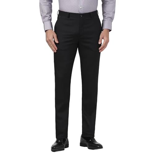 Blackberry men's dark brown polyester blend slim fit formal trousers, casual style with a sleek design and tailored fit.