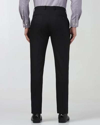 Blackberrys men's dark brown polyester blend slim fit formal trousers, casual style, with front pockets and tailored fit.