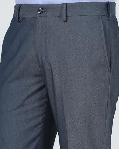Blackberrys Men's Polyester Blend Slim Formal Trousers Blue