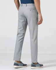 Blackberrys Men's Grey Polyester Blend Self-Design Slim Fit Formal Trousers