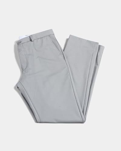 Blackberrys Men's Grey Polyester Blend Self-Design Slim Fit Formal Trousers
