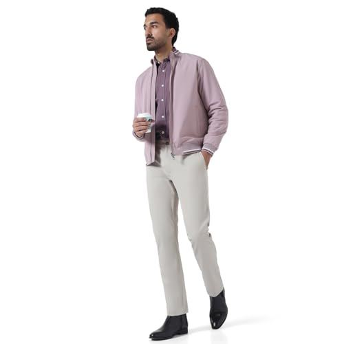 Blackberrys Men's Slim Fit Solid Grey Casual Trousers