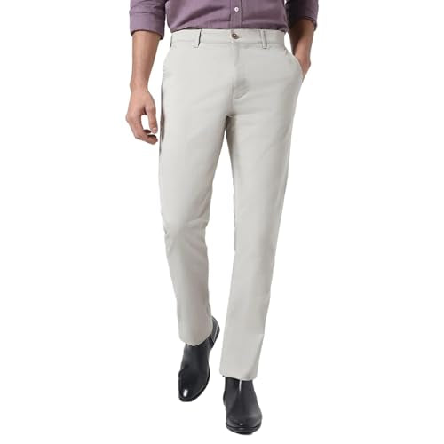 Blackberrys Men's Slim Fit Solid Grey Casual Trousers