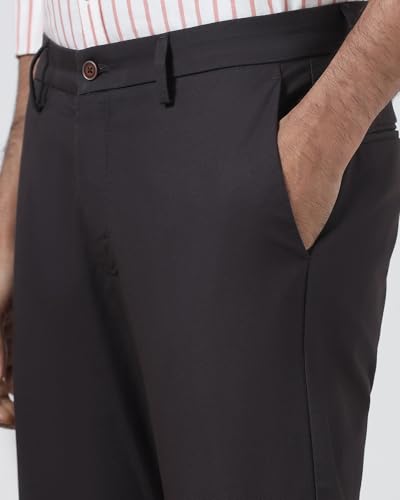 Blackberrys Men's Black Regular Fit Self Design Trousers