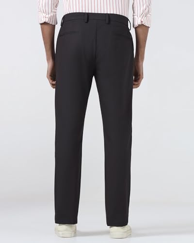 Blackberrys Men's Black Regular Fit Self Design Trousers