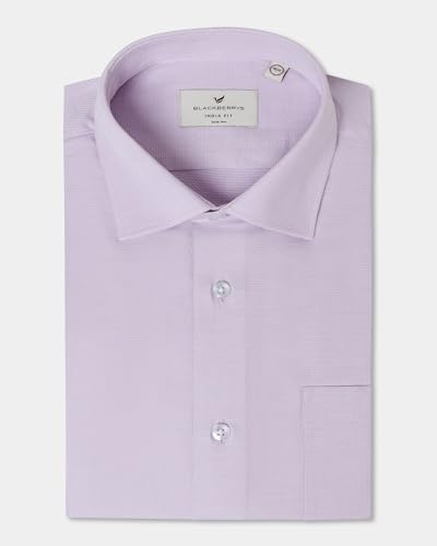 Blackberrys Men's Cotton Textured Lavender Slim-Fit Shirts