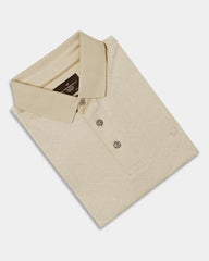 Blackberrys Men's Beige Cotton Geometric Slim Polo Tshirts