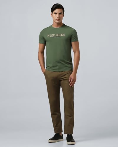 Blackberrys Men's Green Cotton Blend Letter Slim Tshirts