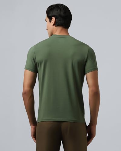 Blackberrys Men's Green Cotton Blend Letter Slim Tshirts