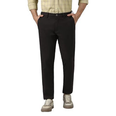 Blackberrys Men's Dark Brown Slim Fit Self Design Regular Trousers