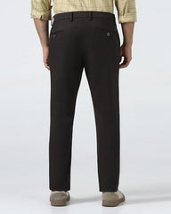 Blackberrys Men's Dark Brown Slim Fit Self Design Regular Trousers