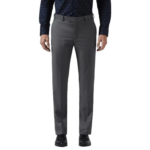 Blackberrys Men's Slim Fit Grey Solid Formal Trousers