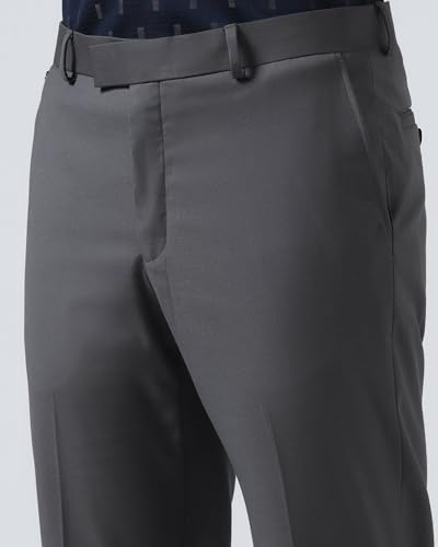 Blackberrys Men's Slim Fit Grey Solid Formal Trousers