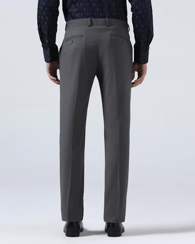 Blackberrys Men's Slim Fit Grey Solid Formal Trousers