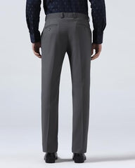 Blackberrys Men's Slim Fit Grey Solid Formal Trousers