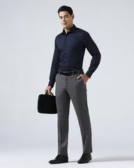 Blackberrys Men's Slim Fit Grey Solid Formal Trousers