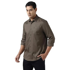 Blackberrys Men's Cotton Textured Brown Slim-Fit Shirts