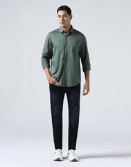Blackberrys Men's Cotton Textured Green Slim-Fit Shirts