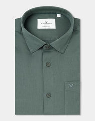 Blackberrys Men's Cotton Textured Green Slim-Fit Shirts