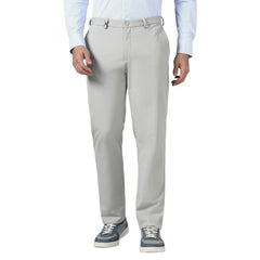 Blackberrys Men's Beige Polyester Blend Self-Design Slim Fit Formal Trousers