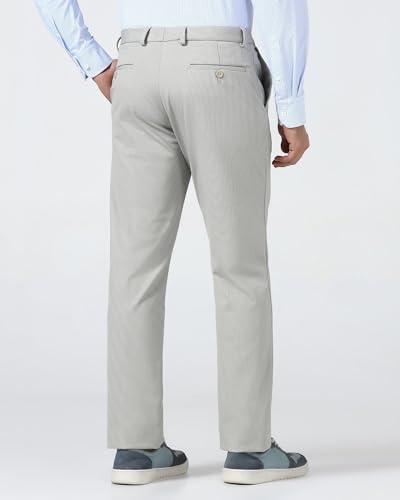Blackberrys Men's Beige Polyester Blend Self-Design Slim Fit Formal Trousers